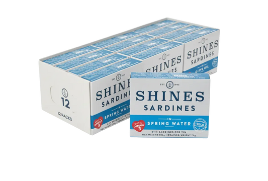 12 BOX Shines Sardines in Spring Water -106g