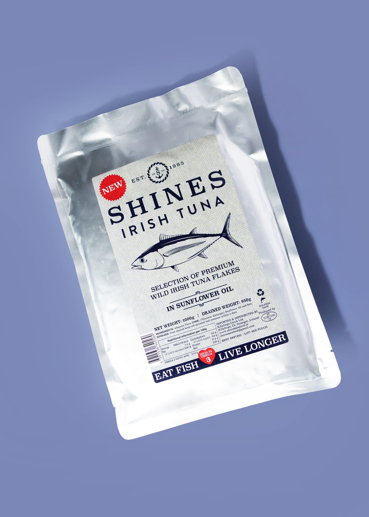 Shines Wild IRISH Tuna In Sunflower Oil 1kg Family pouch