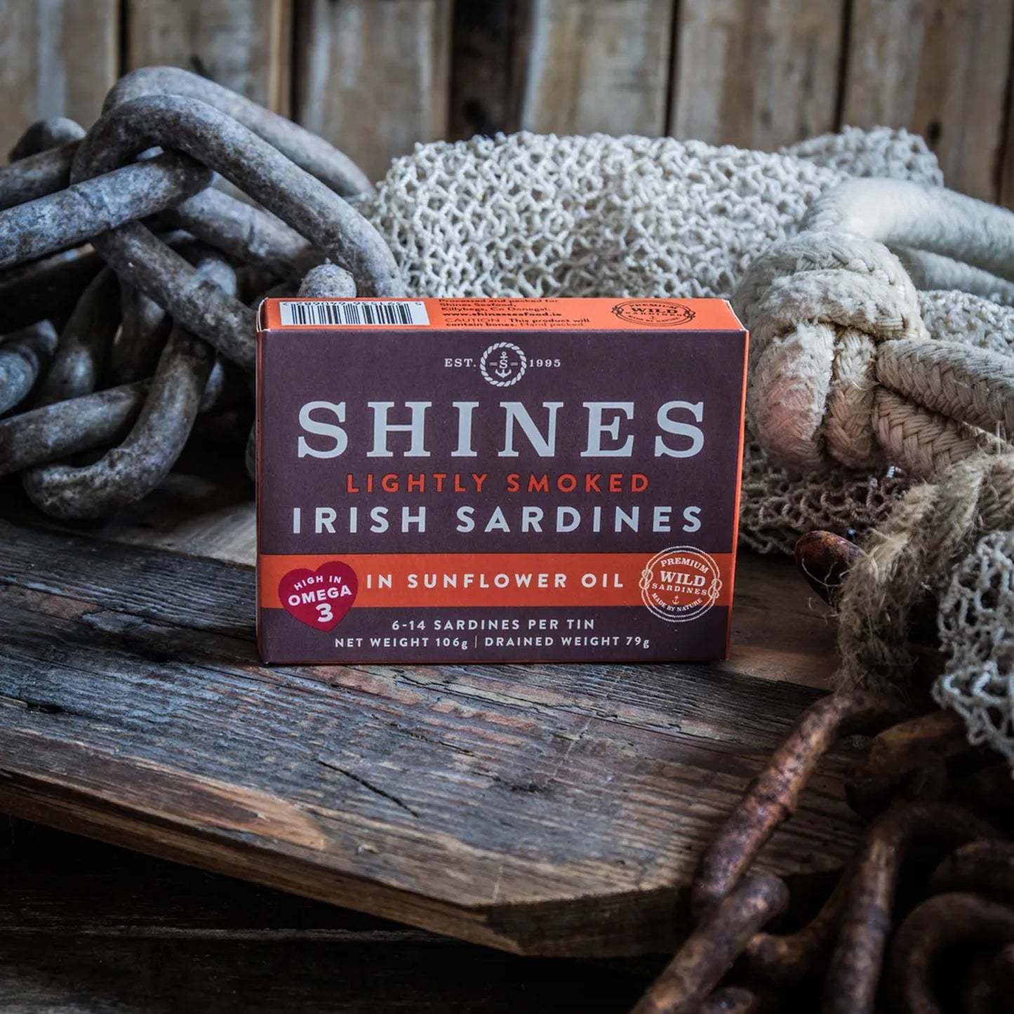Shines LIGHTLY SMOKED Sardines in Sunflower Oil -106g