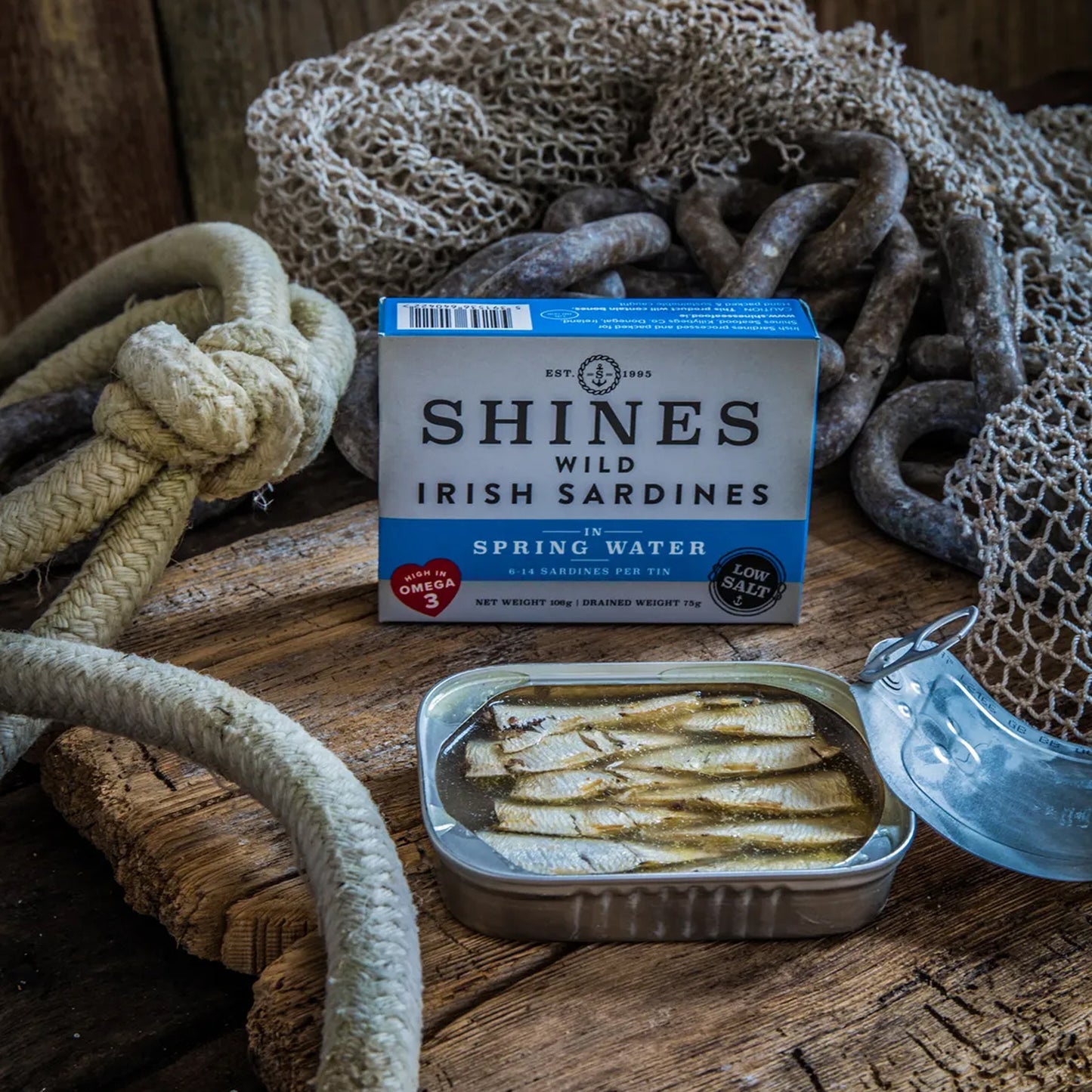 12 Box of Shines Wild Irish Tuna in Spring Water LOW SALT -104g