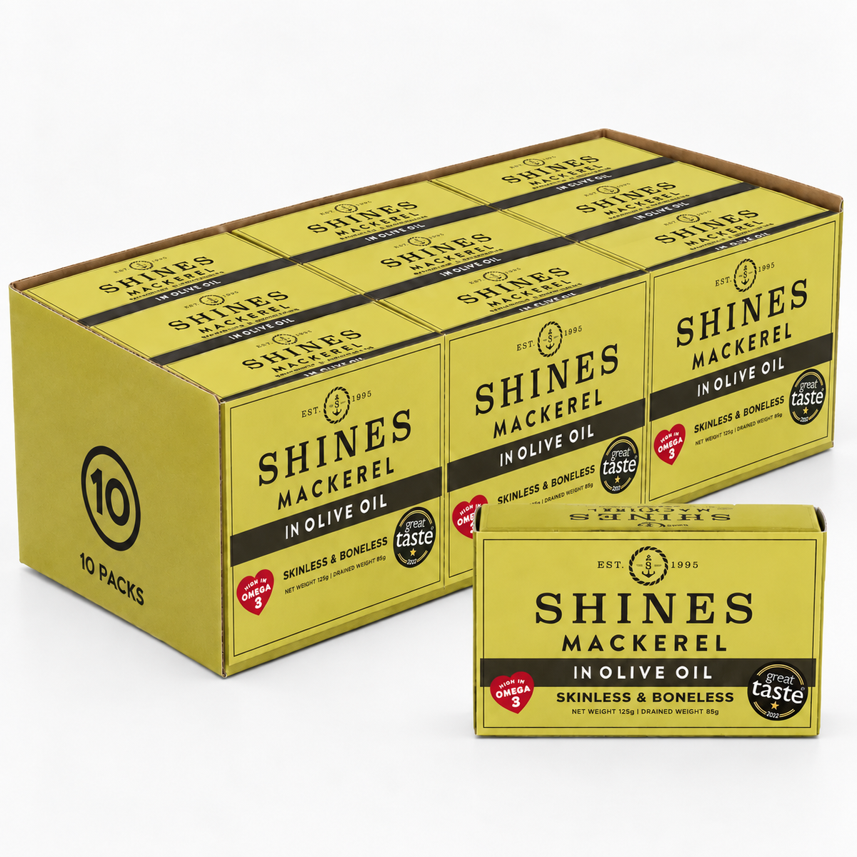 10 BOX Mackerel Fillets In Olive Oil 125g