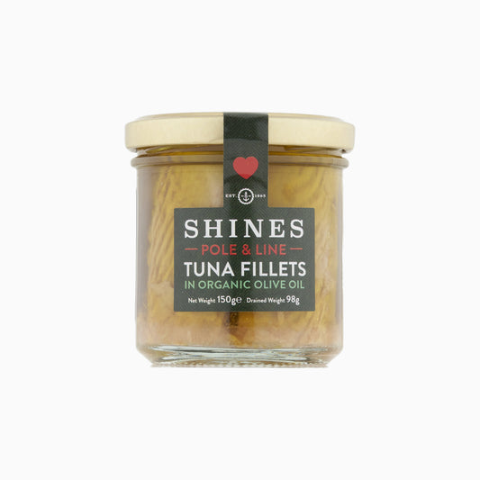 Shines Skipjack Tuna - Line and Pole - ORGANIC extra virgin olive oil 150g
