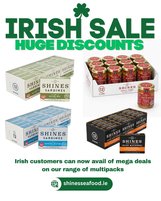 Save 15% on full cases with the Shines Seafood Multipack Sale