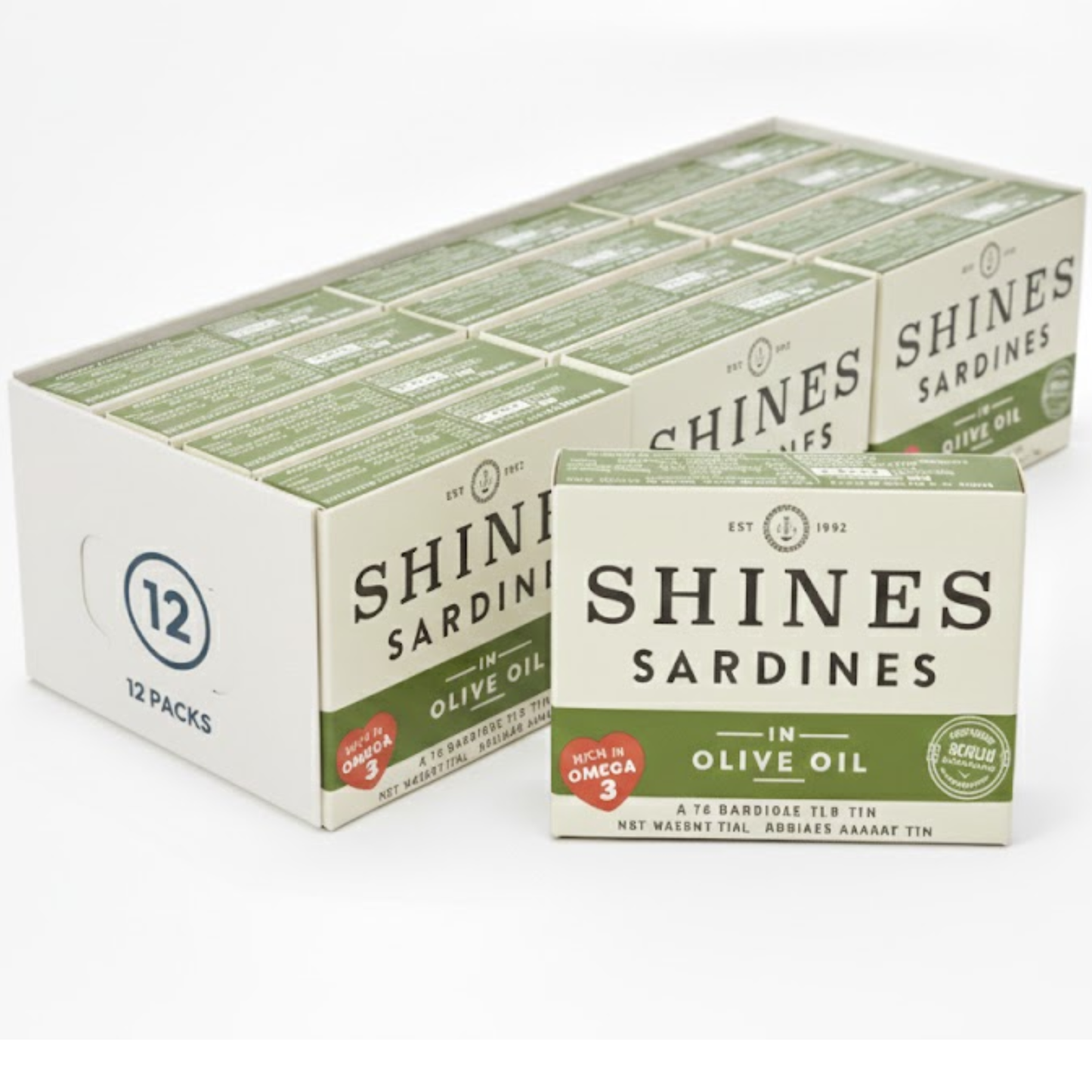 12 x Box Shines Sardines in Olive Oil - 106g