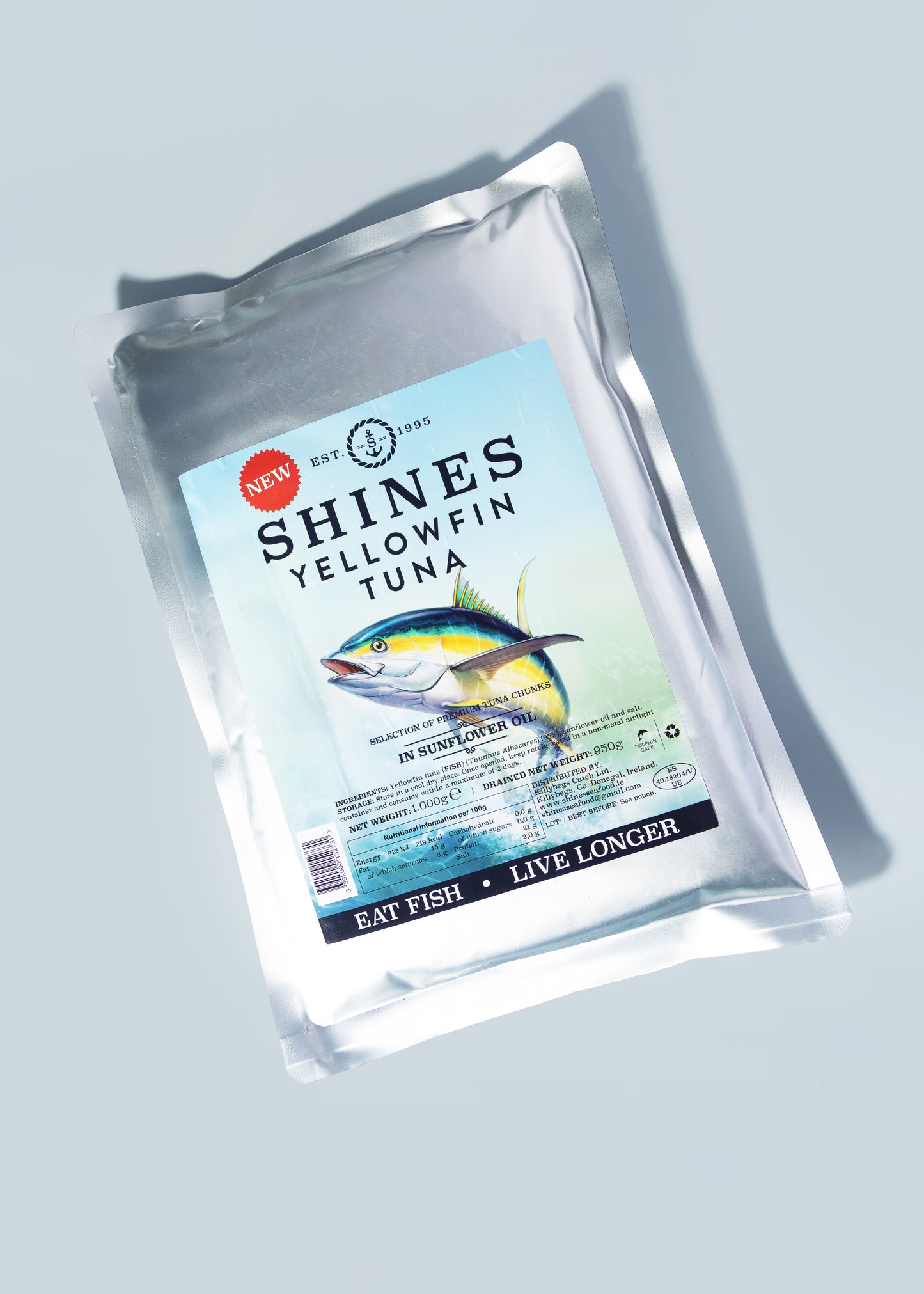 Shines Gourmet Yellowfin Tuna  In Sunflower Oil 1kg Family pouch