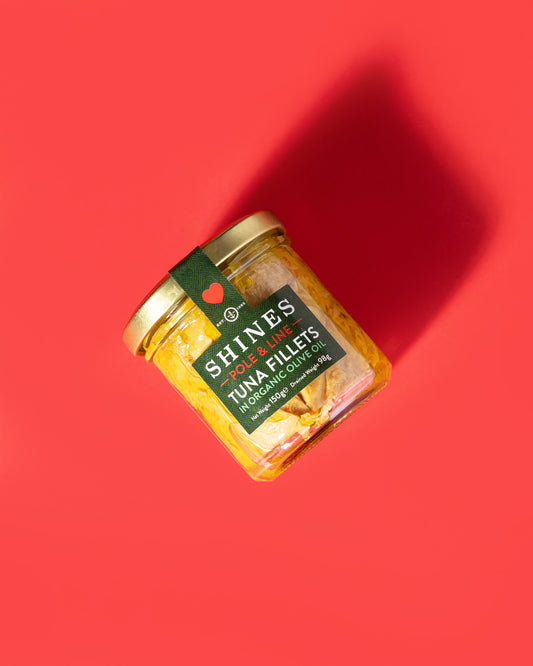 Shines Skipjack Tuna - Line and Pole - ORGANIC extra virgin olive oil 150g