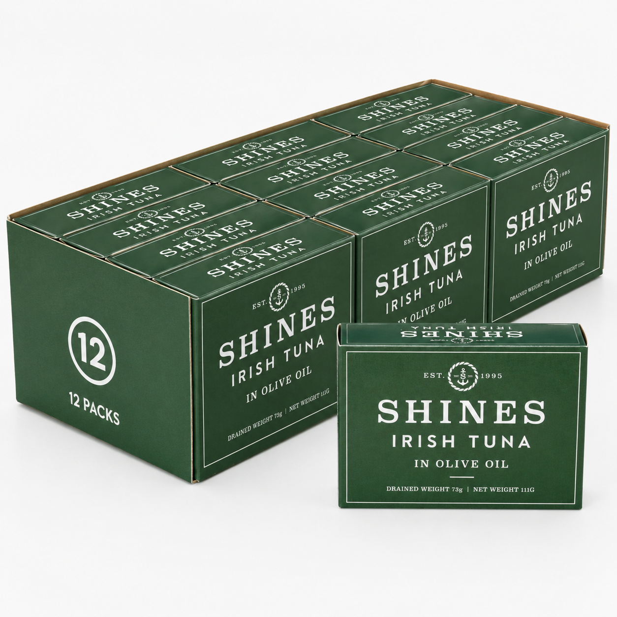 12 Box Shines Wild Irish Tuna in Olive Oil -111g