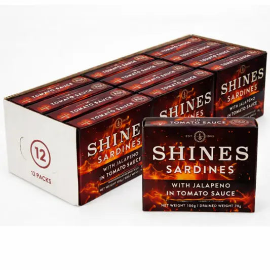 12 x Box Shines Fried Sardines with Jalapeno in Tomato Sauce