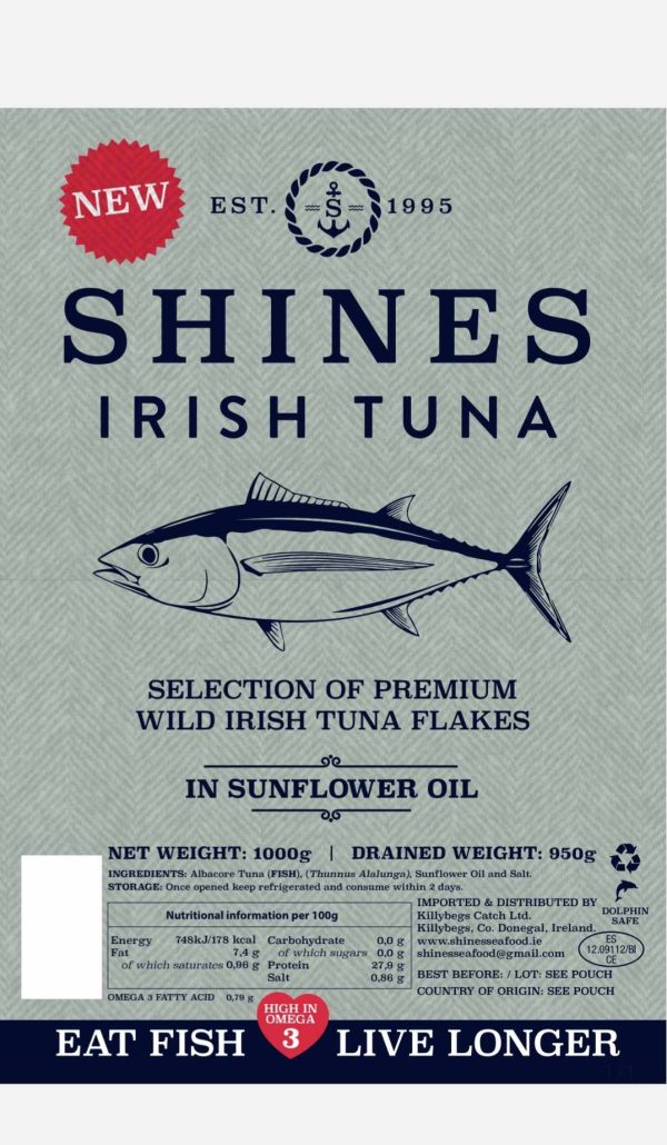 1kg POUCH Shines Wild Irish Tuna in Sunflower Oil