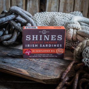 Shines LIGHTLY SMOKED IRISH Sardines in Sunflower Oil -106g