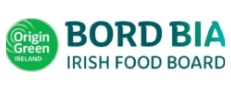 Logo with a green circular design reading "Origin Green Ireland" on the left, and the text "Bord Bia Irish Food Board" in teal and green on the right.